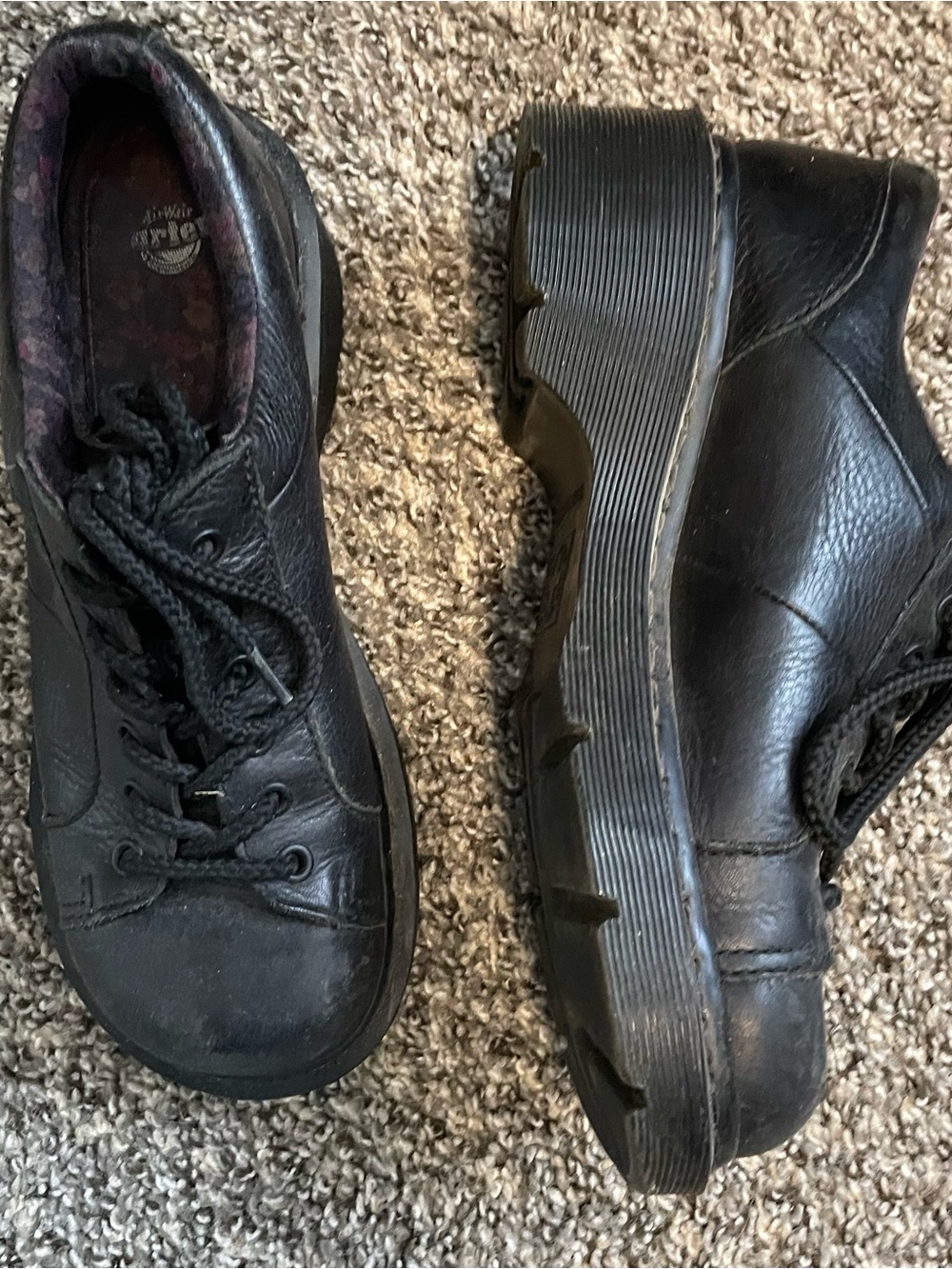Dr. Martens Black Leather Chunky Platform Lace-Up Boots